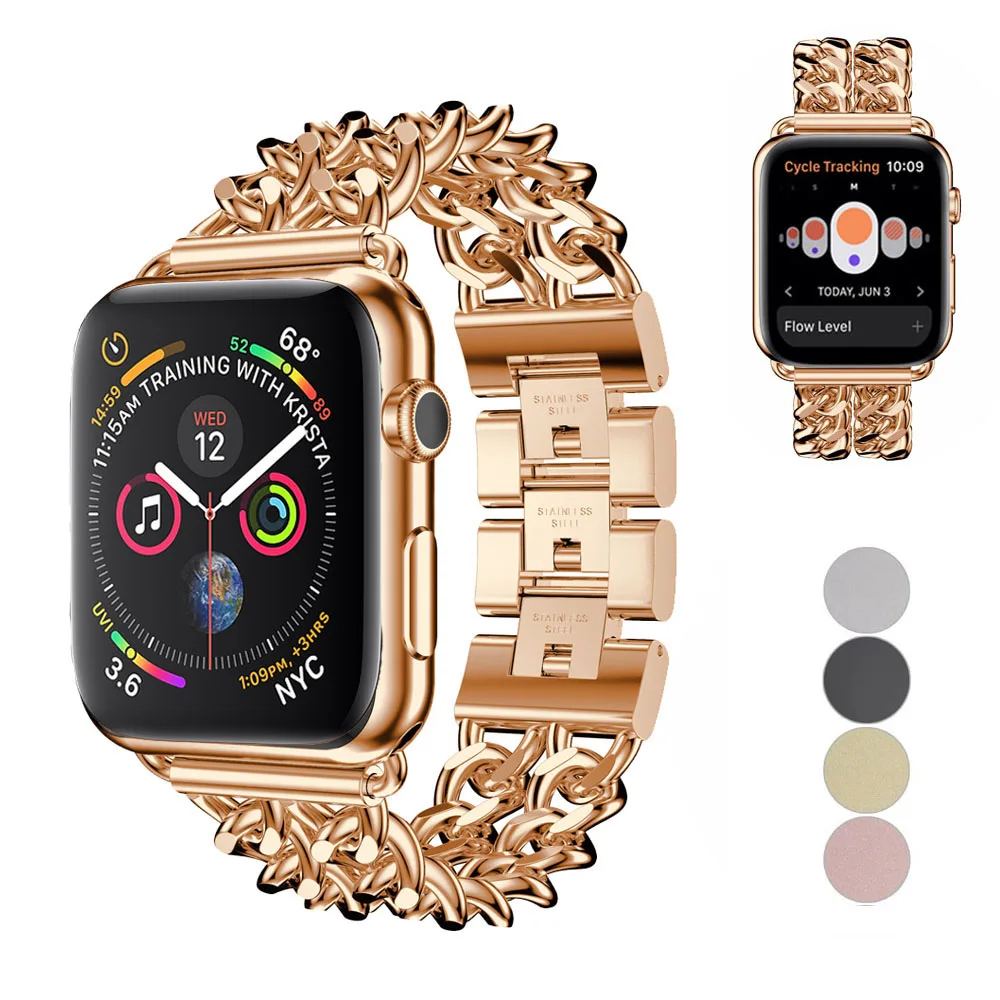 

Браслет звеньевой для Apple Watch 5 band 44 мм 40 мм, ремешок из нержавеющей стали для iwatch series 5 4 3 2, 42 мм 38 мм