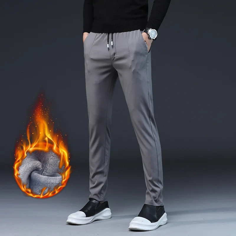 Мужские зимние спортивные брюки теплые флисовые толстые свободные с эластичным