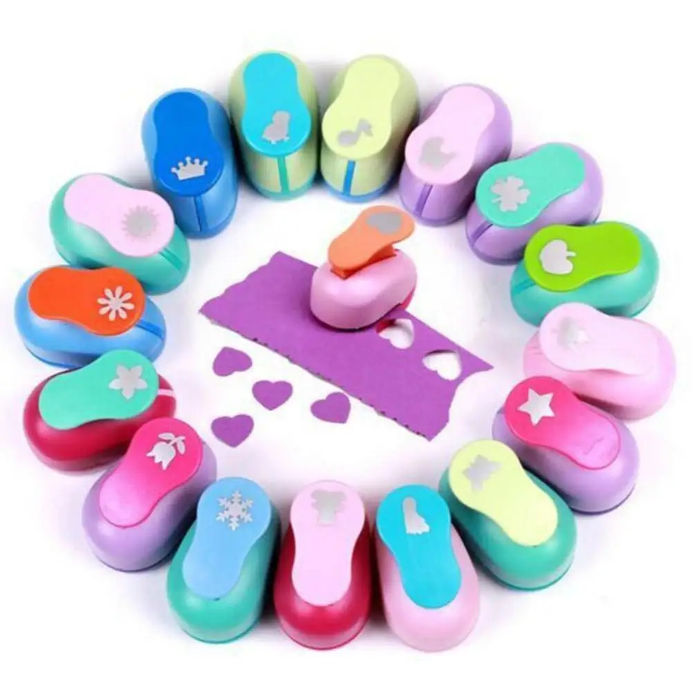 

Kid Craft DIY Sticker Funny Seal Mini Printing Papers Flower Art Scrapbook Cards Making Paper Shaper Mini Hole Punch Cutter Toy