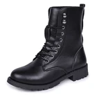 Женские ботинки из ПУ кожи, на шнуровке, до щиколотки
