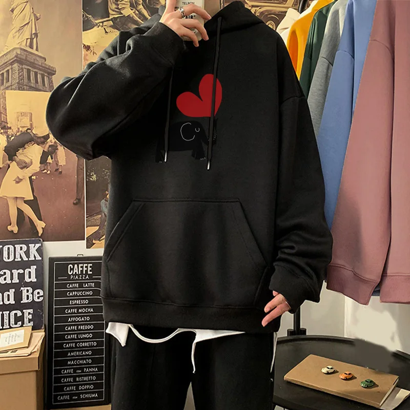 

Calf Elephant Print Hooded Women's Sweatshirts Oversize Drop Shoulder Pockets Female Hoodies Pullovers Spring Sweatshirt Casual