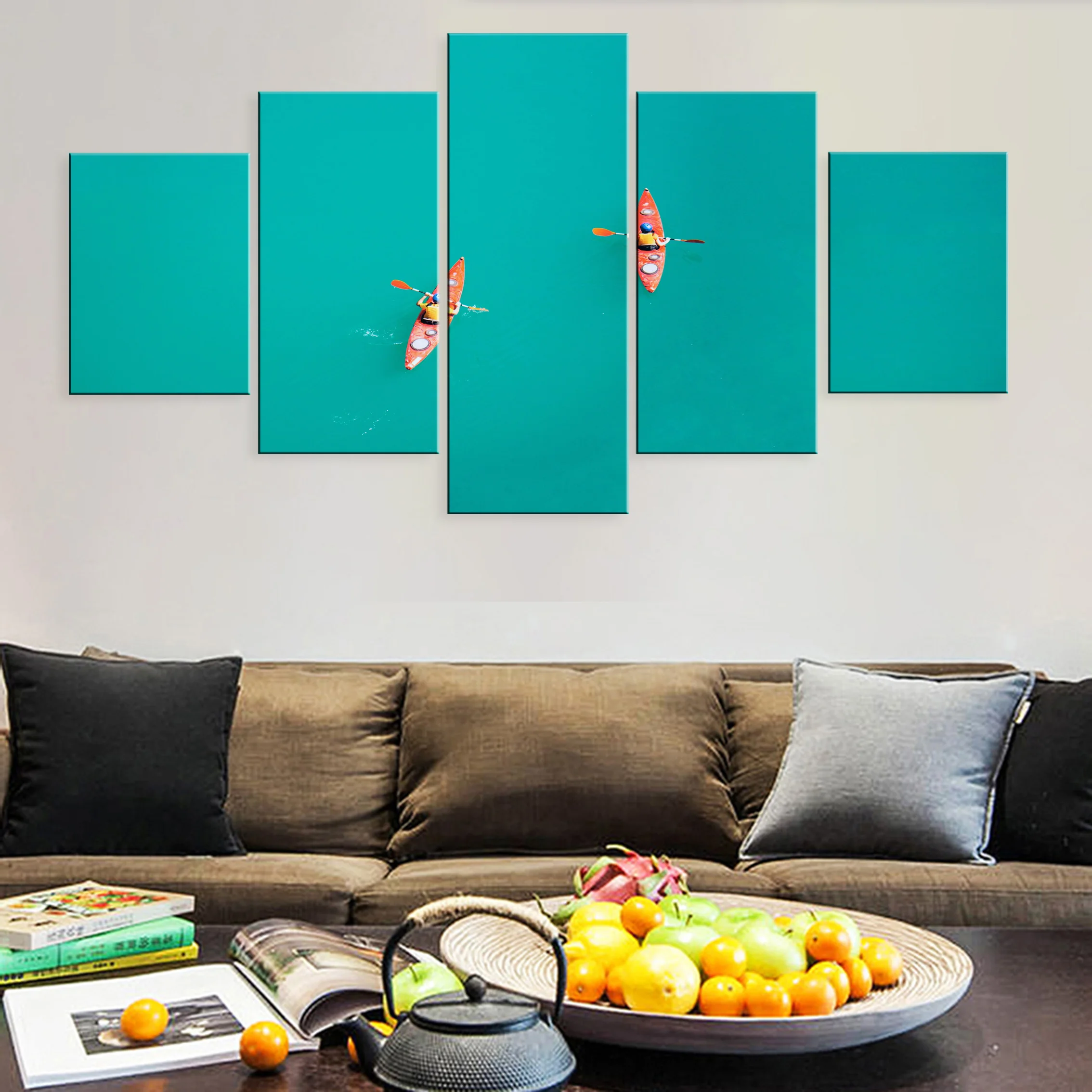 

Hd Printed Decoration Modern 5 Pieces Artwork Modular Poster Seascape Boating Rowing Canvas For Living Room Home Framework