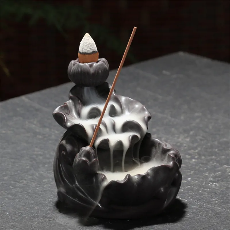 Керамическая горелка для благовоний в виде горного лотоса с обратным потоком