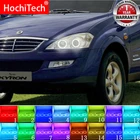 Новейшие разноцветные светодиодные фары RGB Angel Eyes Halo Ring Eye DRL RF пульт дистанционного управления для SsangYong Kyron 2007 - 2010 аксессуары