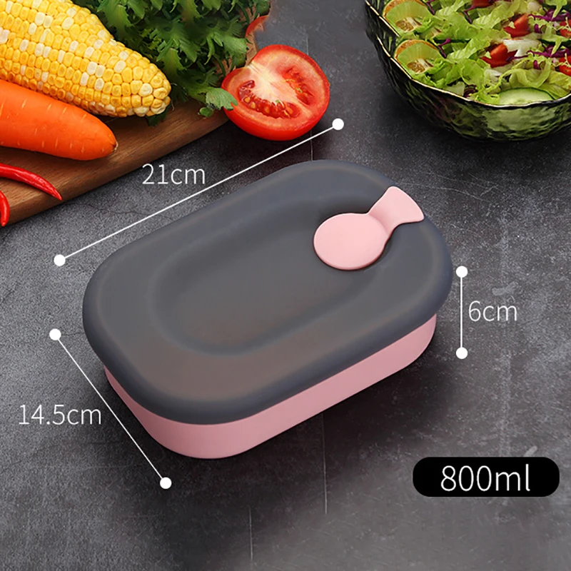 ONEUP переносная коробка для ланча 304 из нержавеющей стали Bento коробка Герметичный пищевой контейнер для пикника школы милый силиконовый японский изолированный