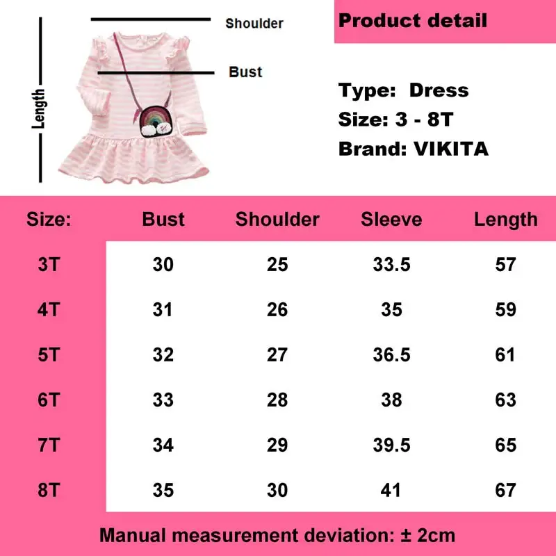 VIKITA New Kids Dresses for Girls Children Sequins Dress Long Sleeve Autumn and Winter Toddlers Cotton Vestidos | Детская одежда и