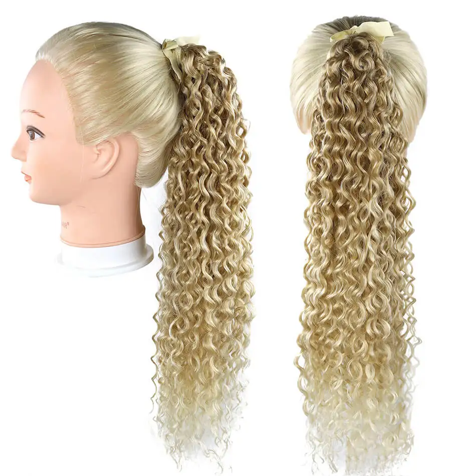 

Jerry Curly Ponytail Wrap Around Clip in String Strap Hair Extension 22Inch140g Black Brown Ombre Color Heat Resistant Daily Use