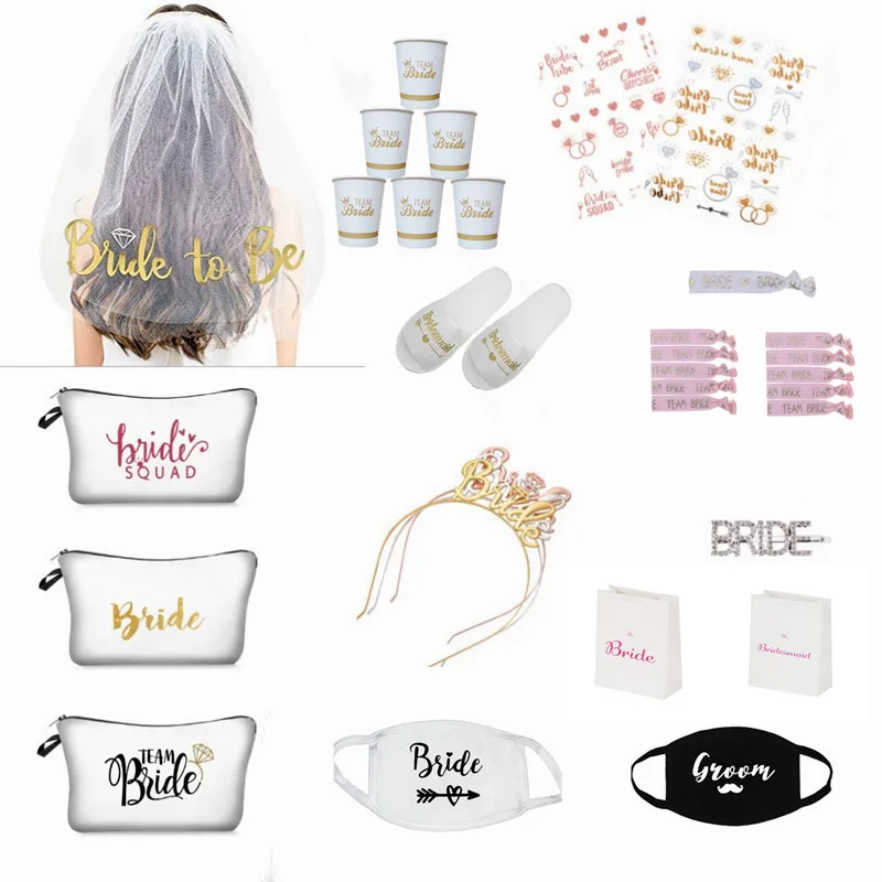 1 шт. свадебный душ свадебное украшение косметичка вуаль Команда Невесты