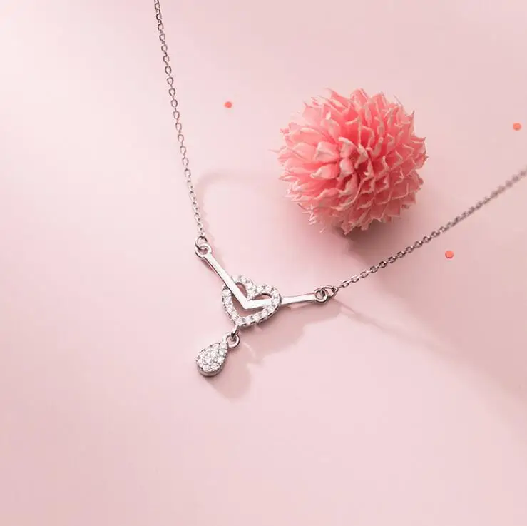 

Серебряные ожерелья в форме сердца, подвески из стерлингового серебра 925 пробы с кубическим цирконием, модный стиль