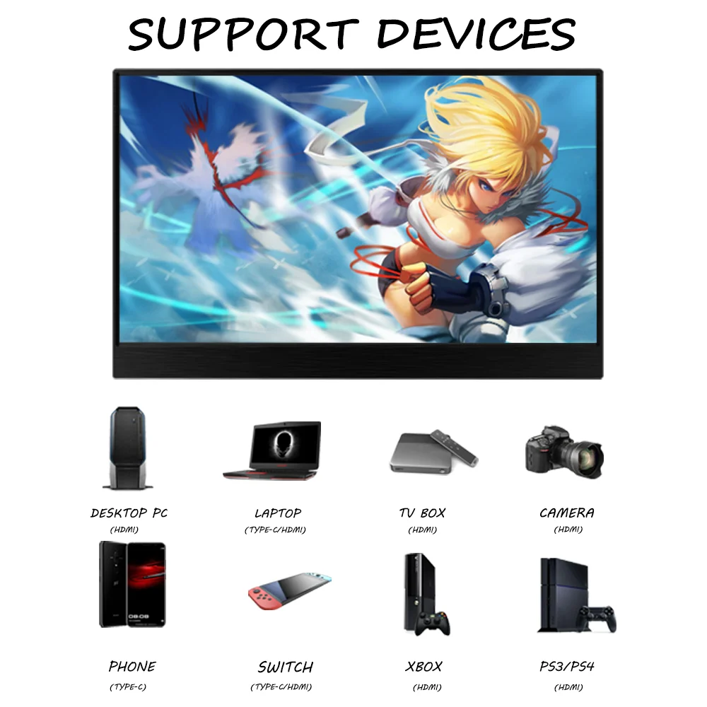 

15.6inch Metal Body Portable Touchscreen LCD 1080P FHD IPS Panel USB C HDMI-compatible Monitor Second Display for Gaming Working