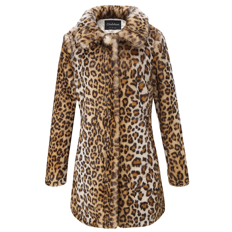 

Giolshon Womens Leopard Print Fluffy Cardigan Faux Fur Fuzzy Faux Fleece Coat Leopard Fluffy Fleece Jacket Coat