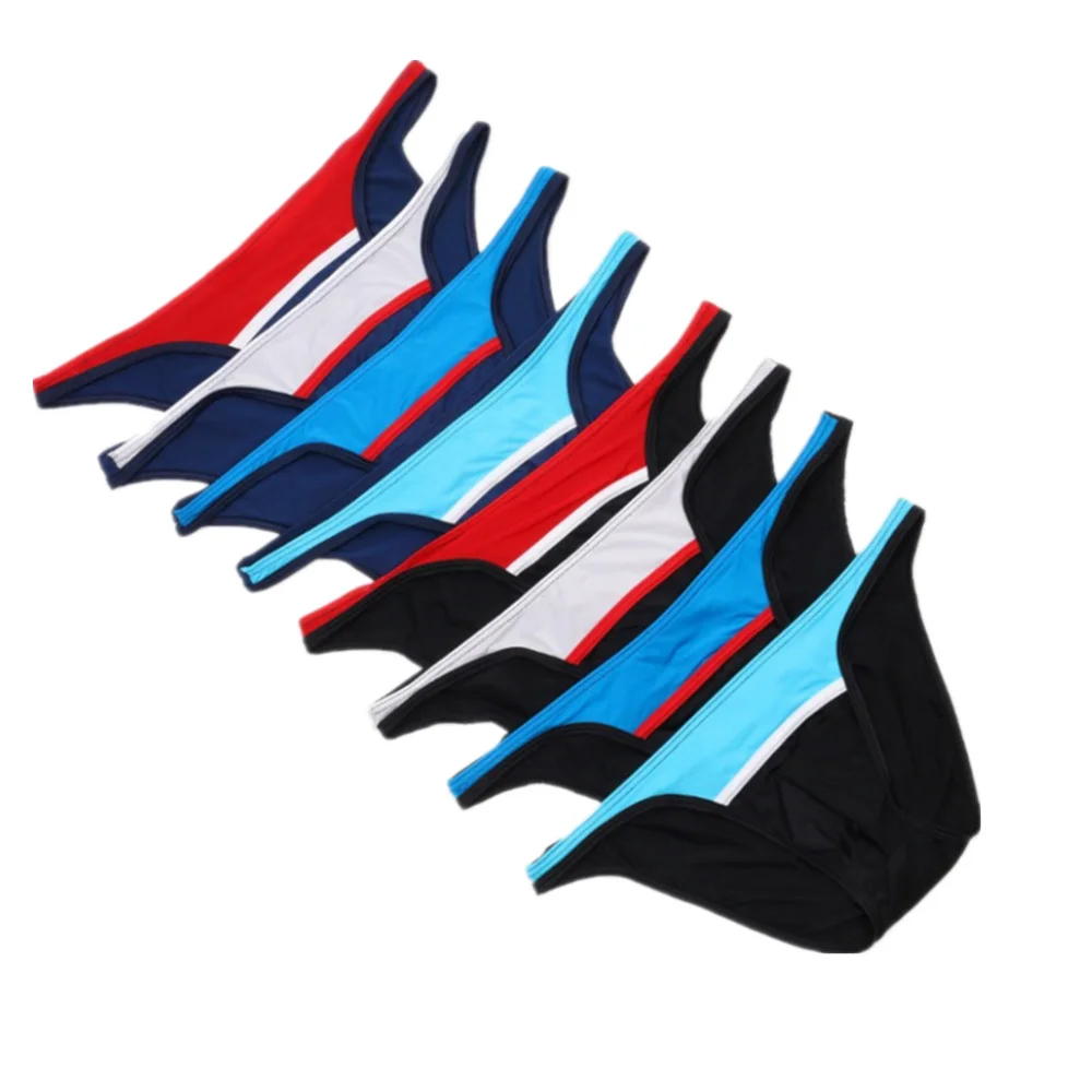 4/8 Pack Men Briefs Set Micro Pouch Underwear Low Waist Panties Ice Silk Underpants Ultra-thin U Convex Patchwork Underware |
