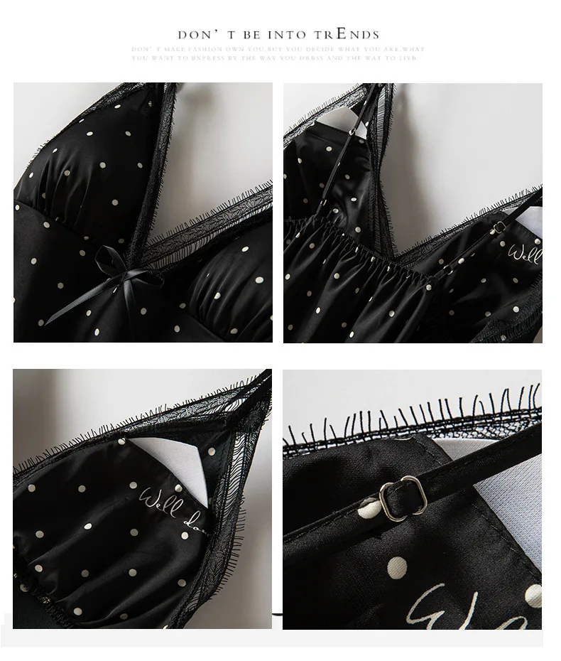 

4pcs New Summer Thin Pajamas Suit Women Rayon Nightgown Sling Shorts Nightdress Set With Chest Pad Silky Satin Home Service