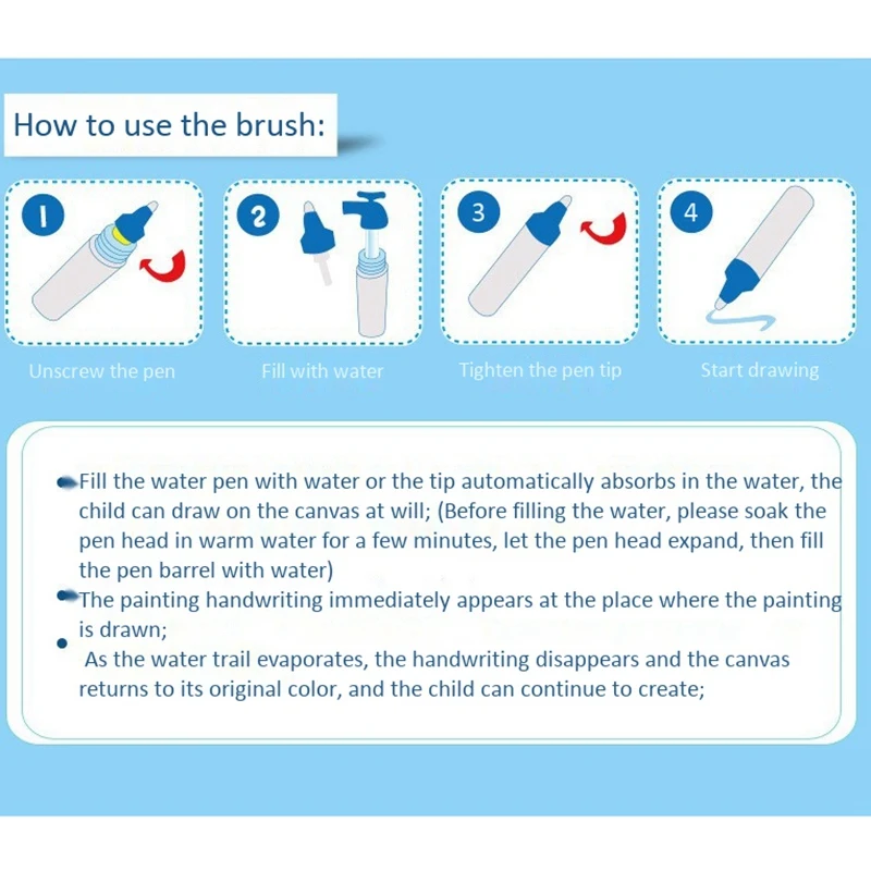 

Kids Toy Coloring Water Drawing Mat Painting Writing Mat Doodle with ic Pen Educational Toys Children Rug Gift