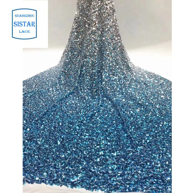 2020 Высокое качество африканская кружевная ткань синяя французская сетка вышивка