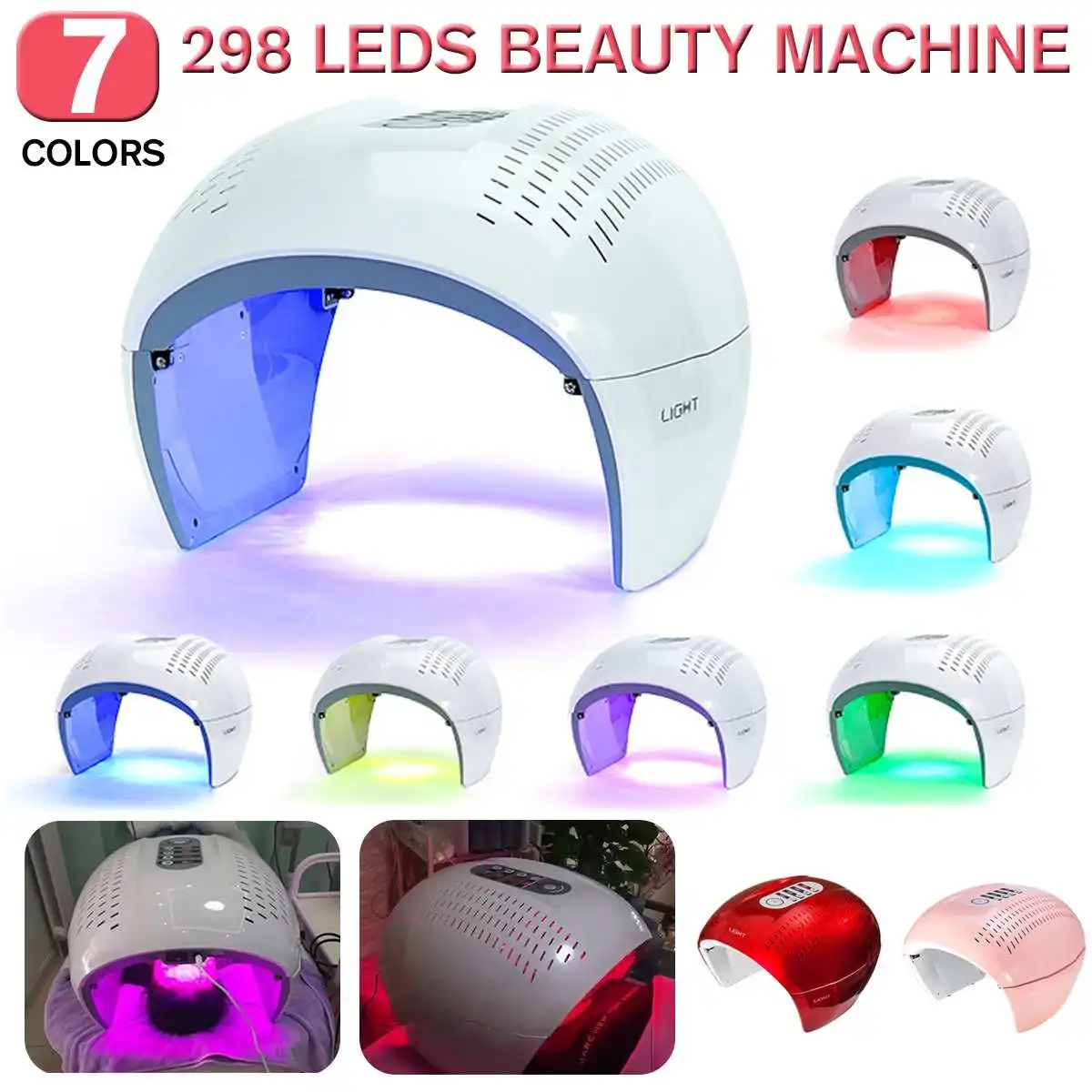 

7 Color 298 LED PDT Acne Removal Machine Face LED Light Therapy Skin Rejuvenation Acne Remover Anti Wrinkle Device Beauty Salon
