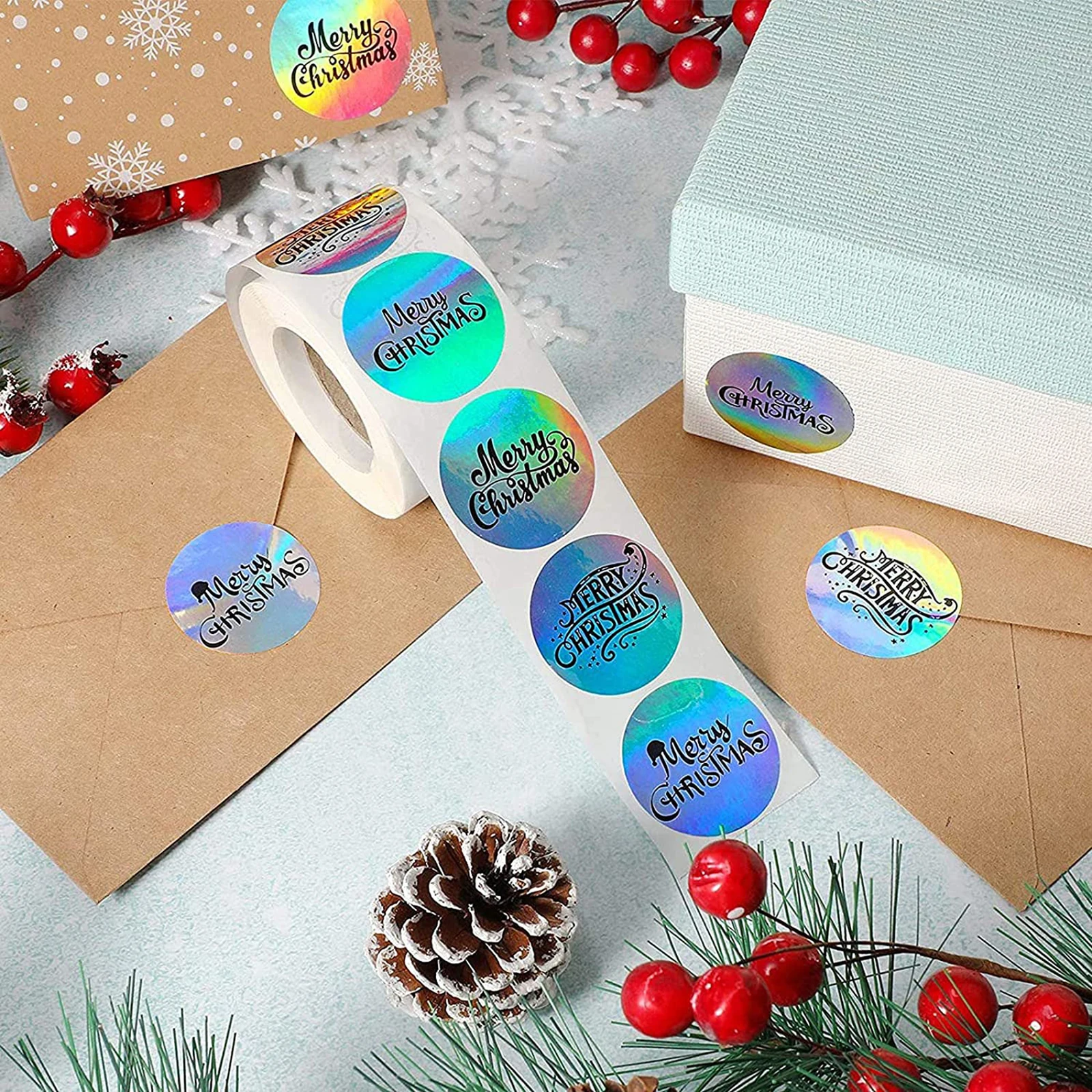 

500Pcs Merry Christmas Stickers 500pcs Animals Snowman Trees Decorative Stickers Wrapping Gift Box Label Adhesive Sealing Labels