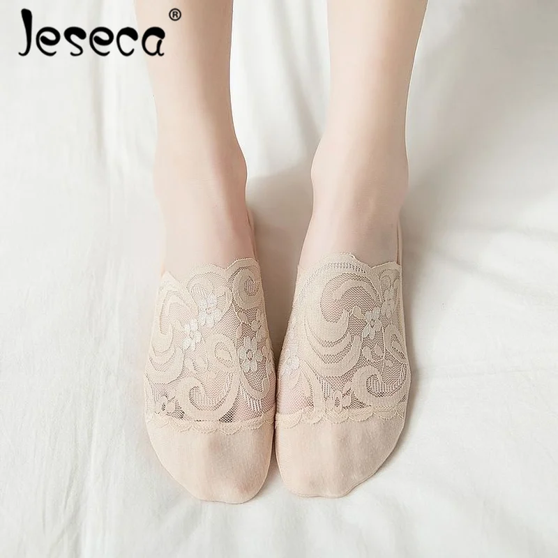 Random Jeseca 2 пар/лот для девочек модные кружевные детские носки Для женщин девочек Летний стиль цветочные короткие носки противоскользящие невидимые носки до лодыжки Sox - Цвет: Random
