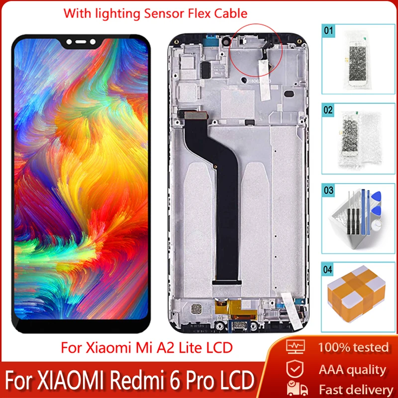 ЖК дисплей 5 84 дюйма с рамкой для Xiaomi Mi A2 Lite сменный сенсорный экран дигитайзером в