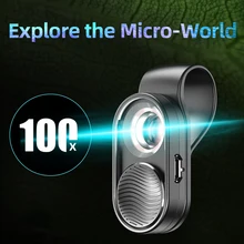 APEXEL100X magnification microscope lens mobile LED Light  micro pocket lenses for iPhonex xs max Samsung  all smartphones