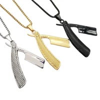 316l stainless steel shaver knife necklace pendant hair salon hair dresser tool fashion necklaces barber jewelry gift