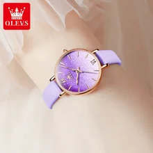 OLEVS Fashion Lady Watch Waterproof Women Watch Luxury Brand Quartz Watch INS Hot Leather Wrist Watch Bracelet Set Reloj Mujer