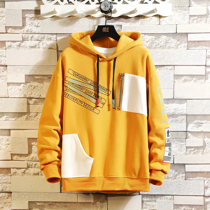 

Men's Hoodies Men Patchwork Autumn Winter Fleece Sweatshirt Male Hip Hop Japanese Streetwear Harajuku Hoodie Men Sweatshirts