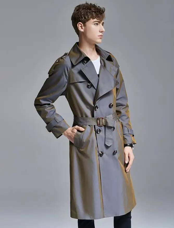 

Mens Double-breasted trench coats man Classic chameleon long coat men clothes overcoat long sleeve autumn winter