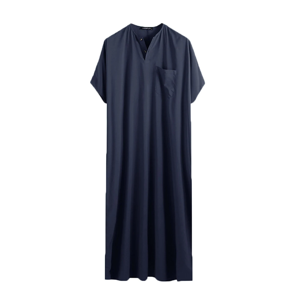 

Men's Short Sleeve Muslim Thobe Middle East Saudi Arab Kaftan Retro Robes Abaya Solid Loose Dress Robes Clothing Plus Size