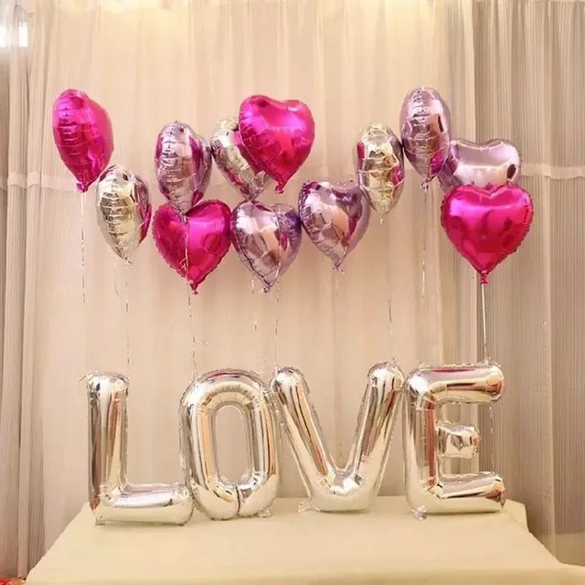 16 шт. алюминиевый воздушный шар с надписью LOVE 18 дюймов в форме сердца 32 дюйма 12