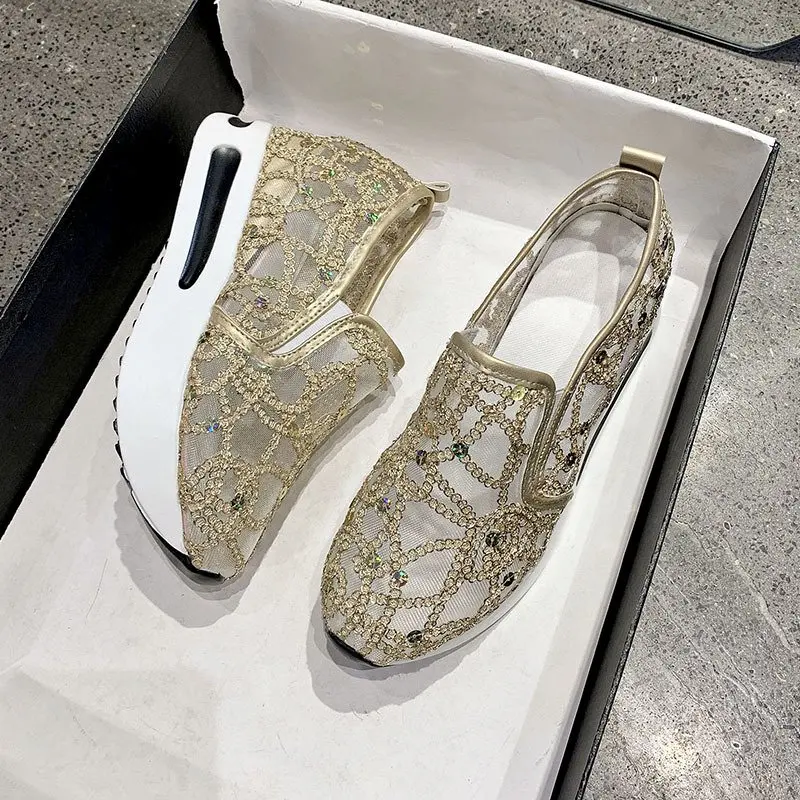 Сандалии женские на платформе сетчатые туфли без застежки выразительные