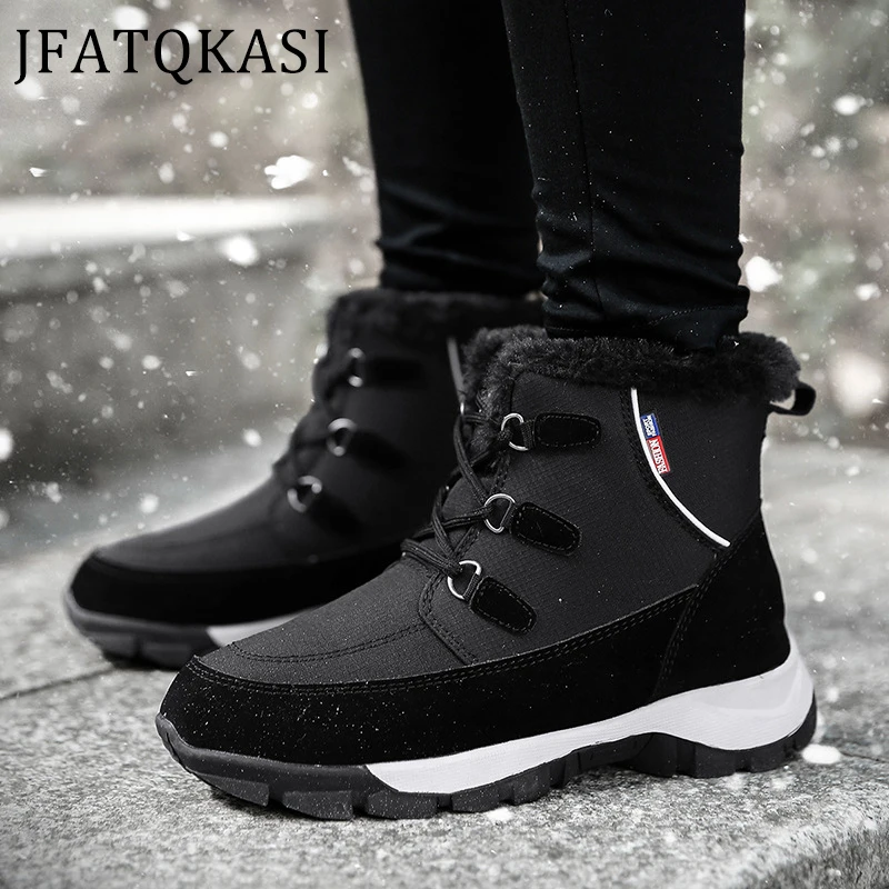 Женские зимние ботинки высокие женские плюшевые Нескользящие модные хлопковые