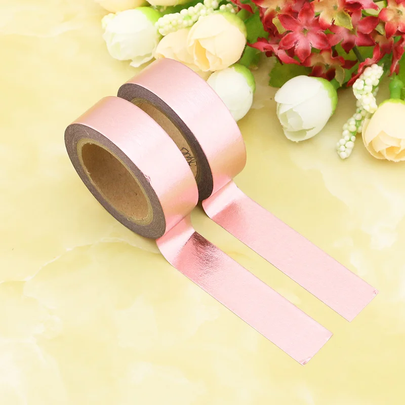 G150 1X 15mm*10m Gold Foil Washi Tape Silver/Gold/Bronze/Rose/Green/purple Color Japanese Kawaii DIYScrapbooking Tools Masking Tape - Цвет: G150