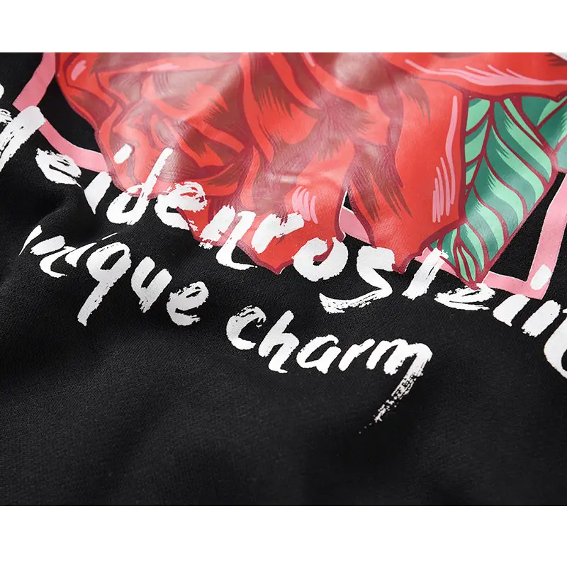 Мужская толстовка с капюшоном в стиле хип хоп цветочным принтом Harajuku пуловер