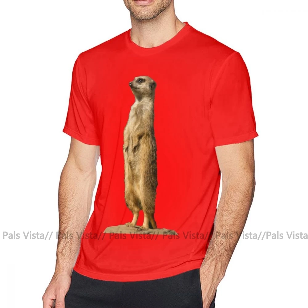 Футболка Meerkat, футболка Meerkat, 100 хлопок, потрясающая футболка, Мужская футболка с принтом, большой размер, короткий рукав, Пляжная футболка - Цвет: Красный