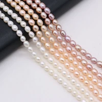 5 6mm natural 100 pearl freshwater beaded punching rice shape pearl loose beaded for making diy jewerly necklace bracelet