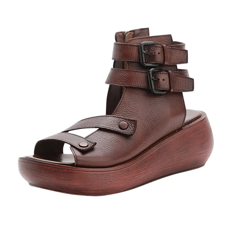 

Sandals Women Summer Fashion Women's Sandals 2021 Flat Platform Shoes Women Genuine Leather Gladiator Sandals Female Beach Shoes