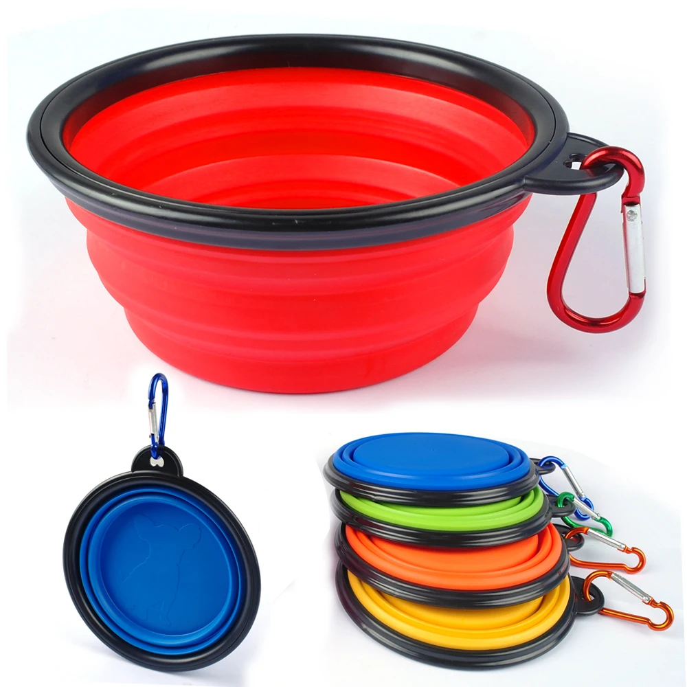 

50pcs 100pcs Wholesale Collapsible Silicone Pet Bowl Feeding Water Dish Portable Travel Bowls For Puppy Dog Cat