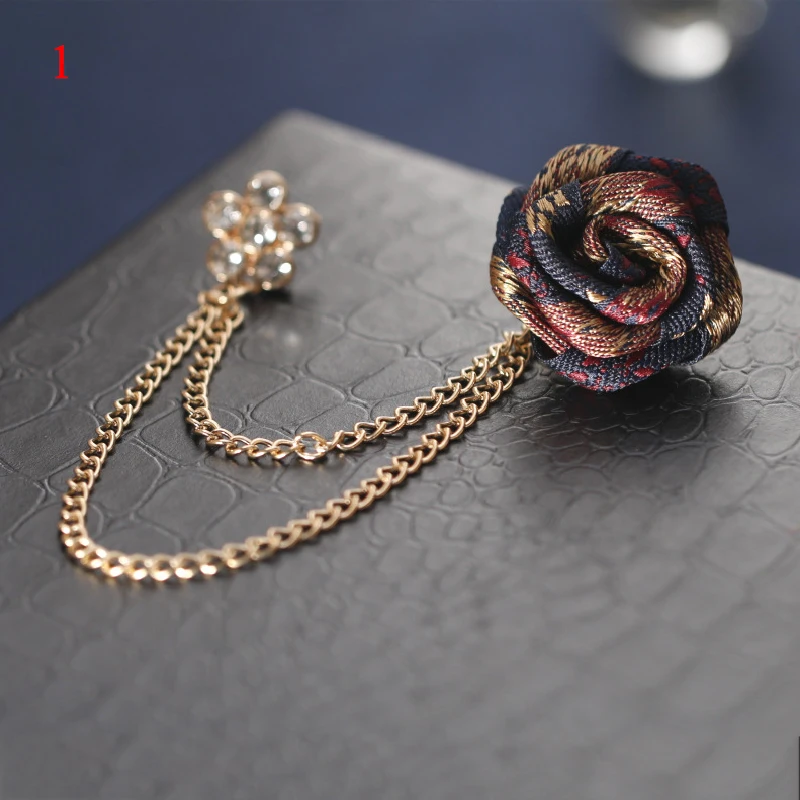 Винтажная смешанная ткань броши с розой цепочка кисточками мужской костюм