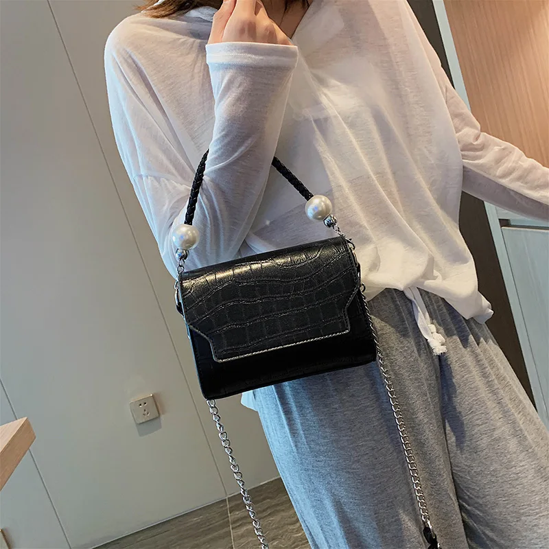 Модная женская маленькая квадратная сумка из крокодиловой кожи мягкая через