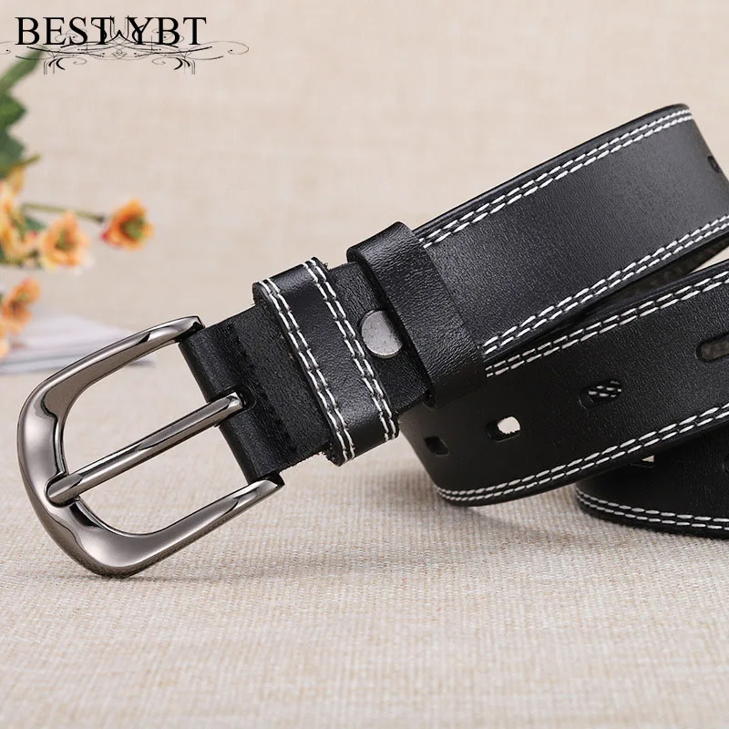 

Best YBT Women Belt Imitation Leather Pin Buckle Belt Antique Fashion Casual Wild Double Line Women Hot Sale Belt