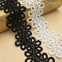 fashion embroidered white black flower lace fabric sewing diy trim applique ribbon collar wedding dress guipure cloth decor