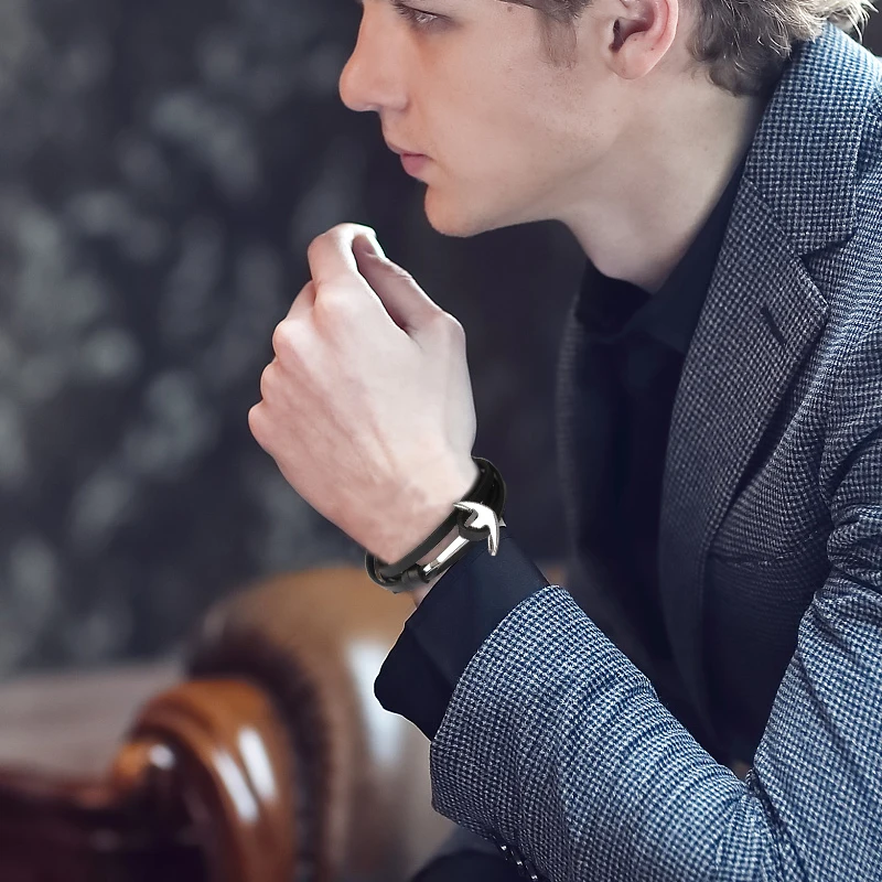 HOMOD Новое поступление модный браслет якорь из искусственной кожи полуизгиб 3 ряда