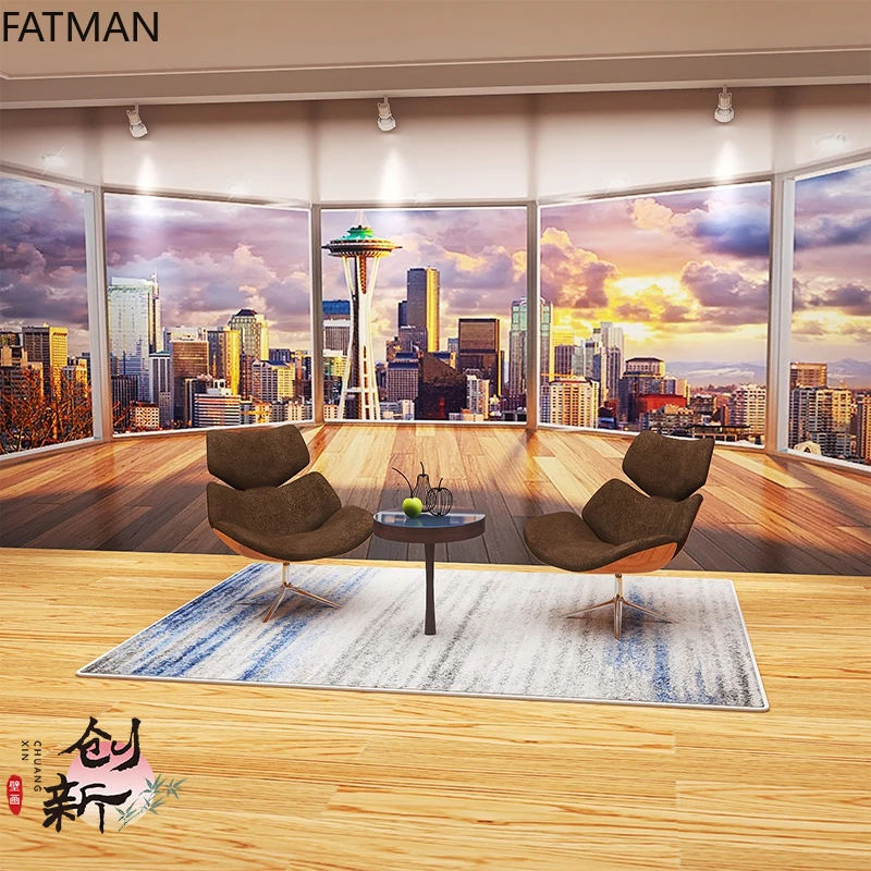 

FATMAN Custom Window Vision Extension Office Living Room Hotel Creative Urban Architecture Home Improvement Wallpaper Dropship