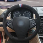 Черная замша синий кожаный чехол рулевого колеса автомобиля для BMW E70 X5 2008-2014 09, 10, 11, 12, 13 лет, X6 E71 2008-2015