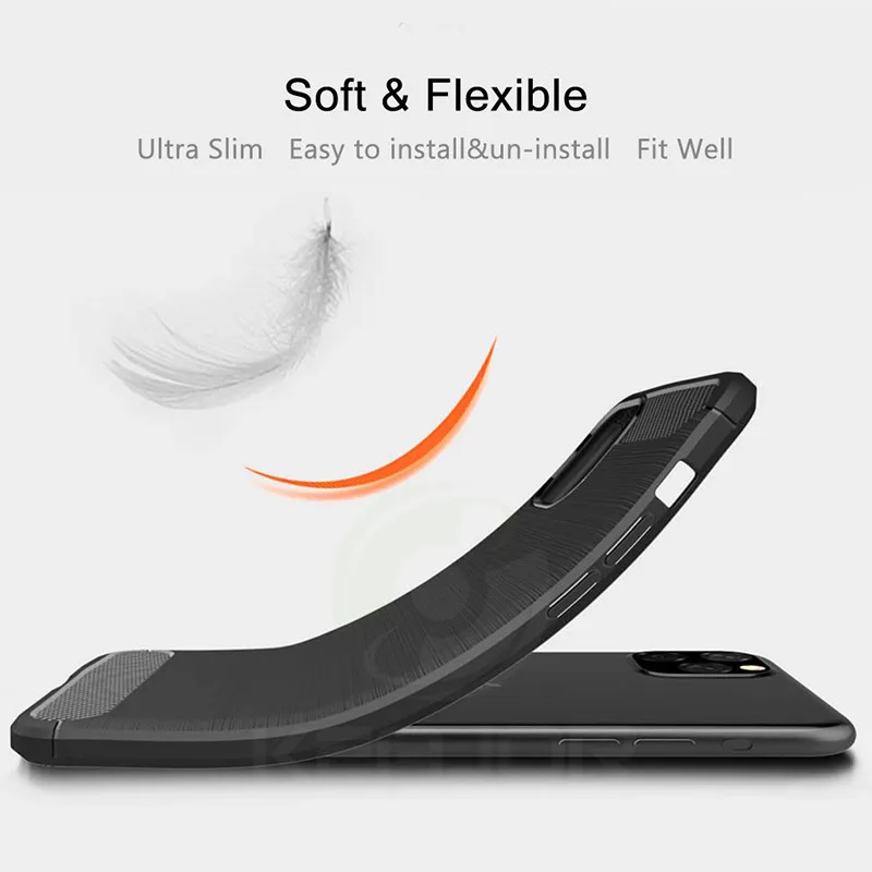 Силиконовый чехол для Iphone 11 2019 Чехол Мягкий бампер из углеродного волокна