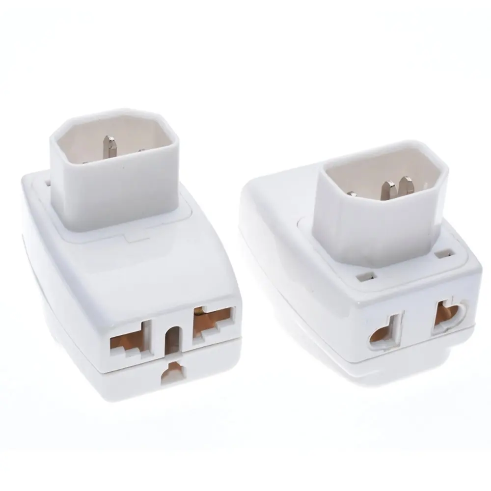 

(Pack 10) 3 IN 1 - Universal to IEC C14 Male PDU PSU Electrical Plug Adapter AC100~250V 10A White Color