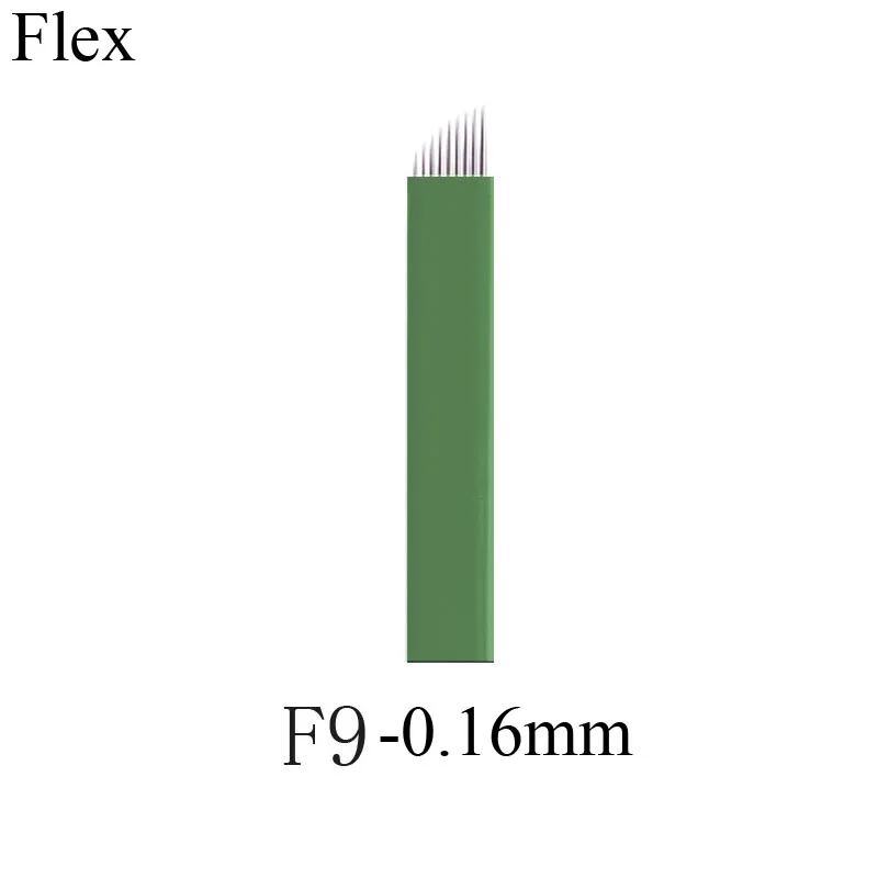 flex 9 0,16 мм Гибкий 12/12u/14/15/15u/21 Перманентный макияж бровей Тату микроблейдинг иглы для бровей одноразовые лезвия - Габаритные размеры: flex 9