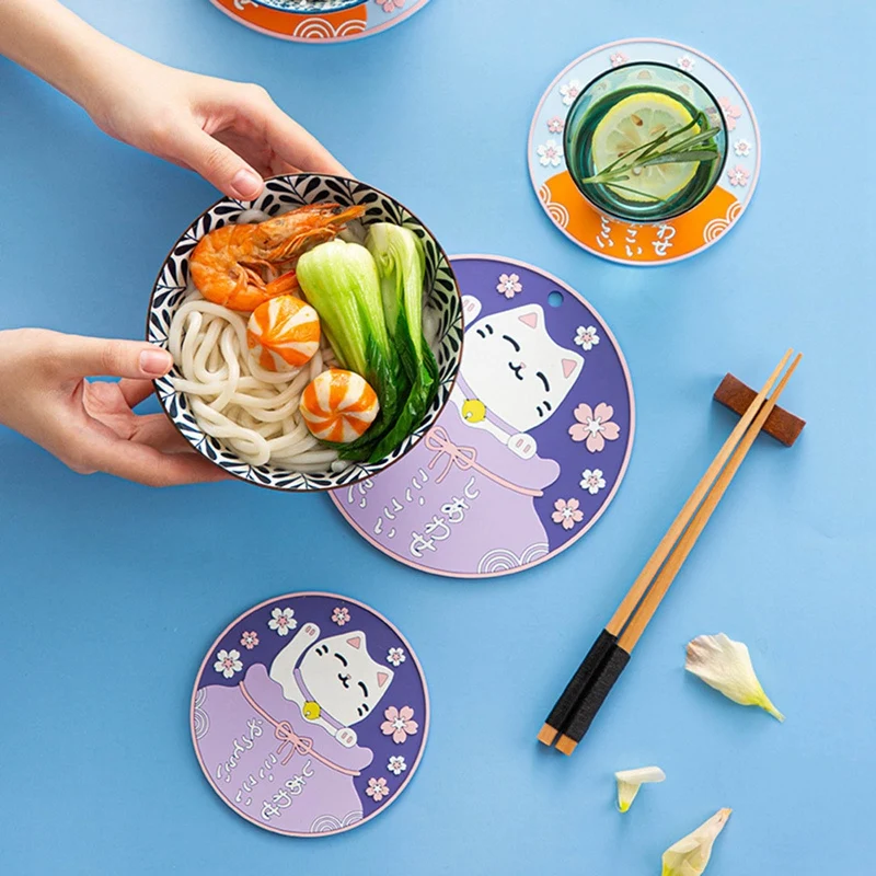 

Cartoon Placemat Table Mat Bowl Pad Heat Resistant Bowls Coffee Cups Coaster Tableware Mat Home Decoration Kitchen Bake Tools