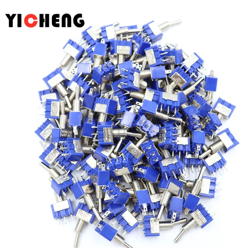 Переключатель однополюсный, mts102, mts103, mts202, mts203, SPDT, DPDT, 6 А/125 В, 5 шт.